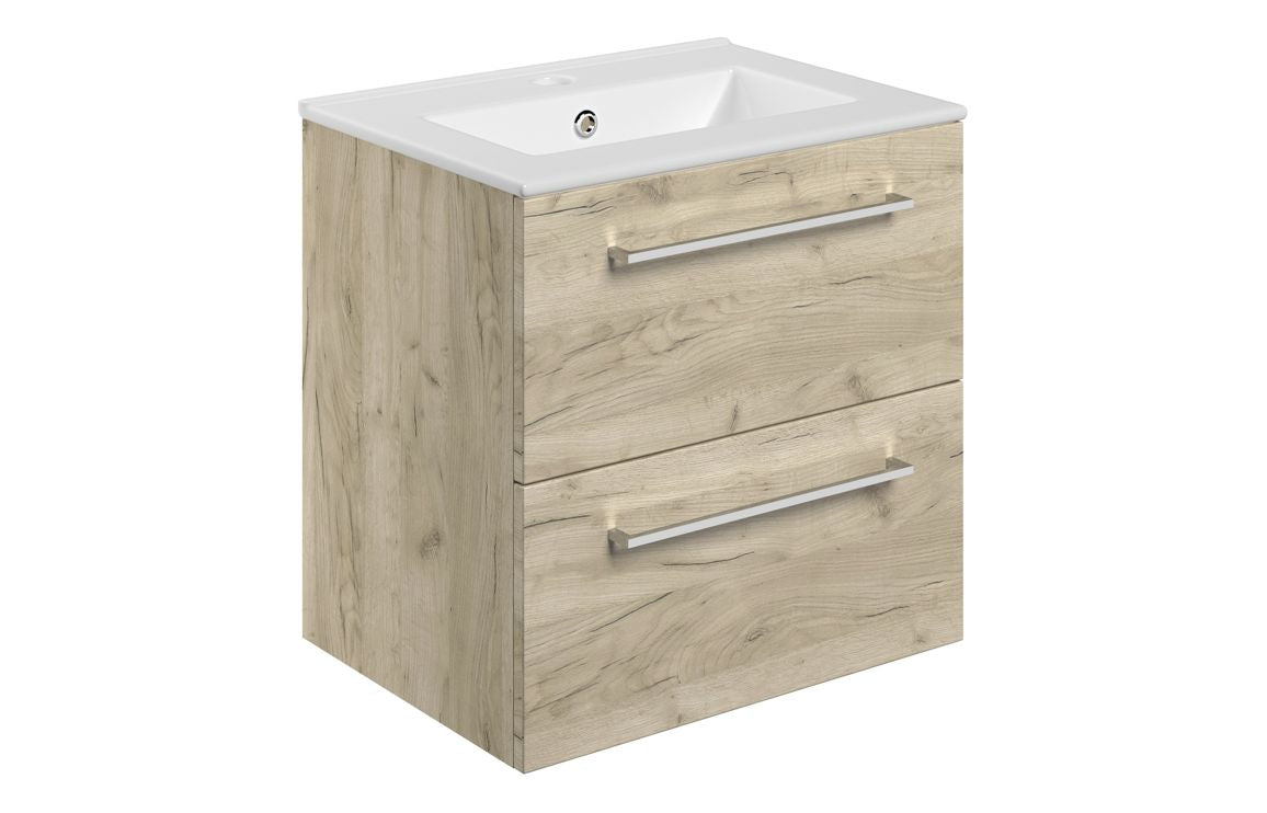 Naples 510 Wall Hung Unit & Basin Oak