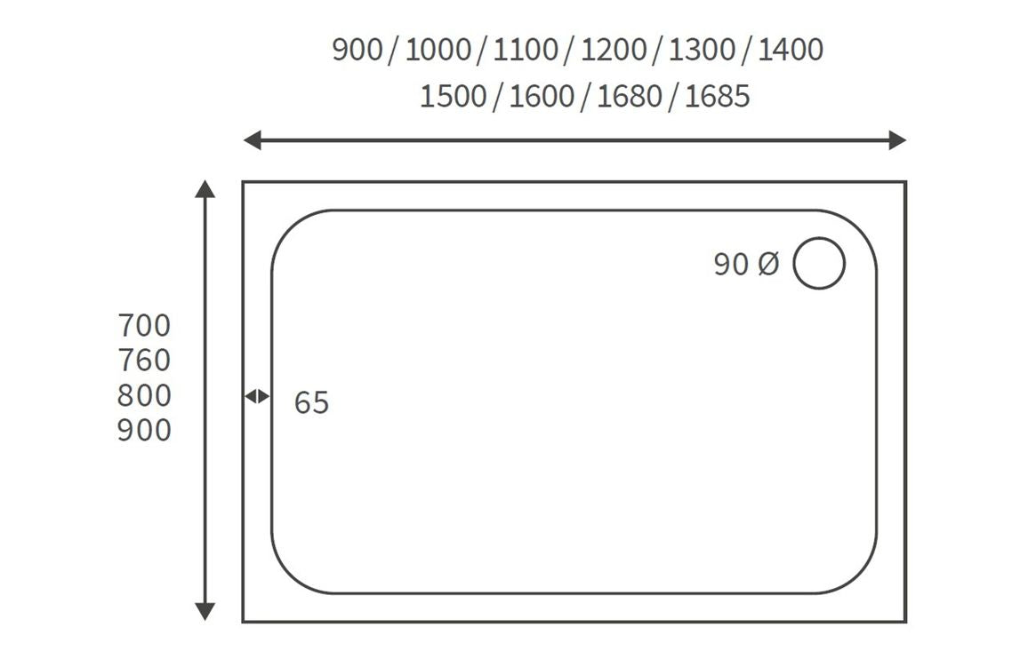 1100 X 800 Slimline Shower Tray & Waste