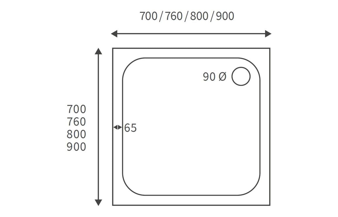 800 x 800 Slimline Shower Tray & Waste