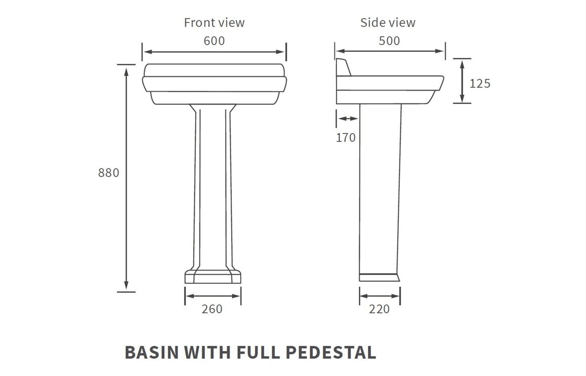Albert 600 Basin & Full Pedestal
