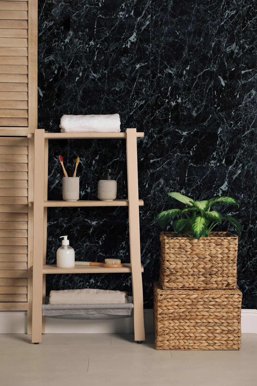 1M x 2.4M Black Marble PVC 10mm