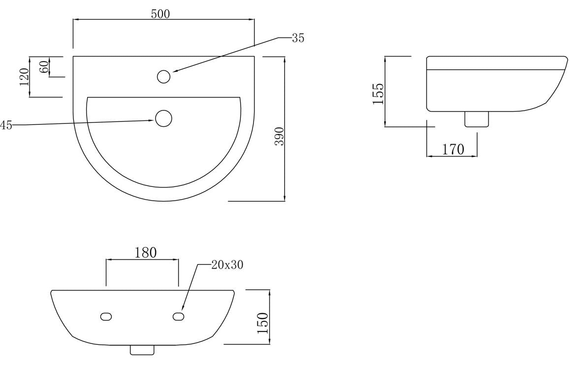 Rio 500 Basin & Full Pedestal