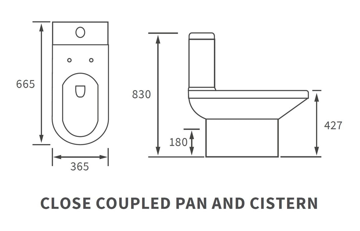 Rio Rimless Open Back Toilet Pan, Cistern & Soft Close Seat