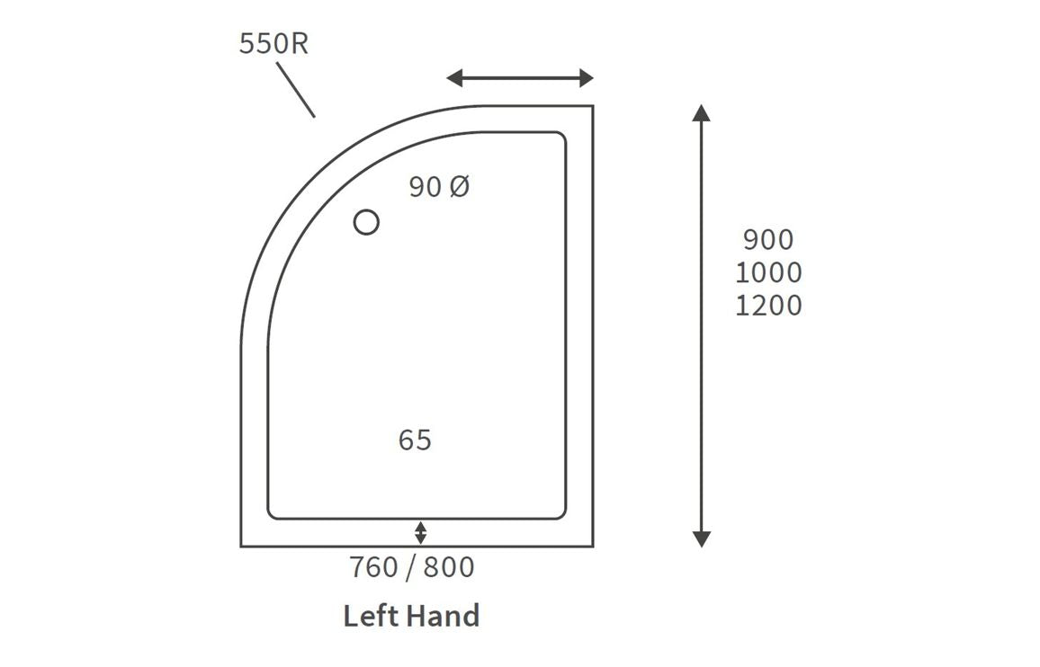 1200 x 800 Offset Quadrant Slimline Shower Tray LH