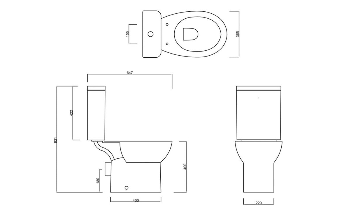 Star Open Back Toilet Pan, Cistern & Soft Close Seat